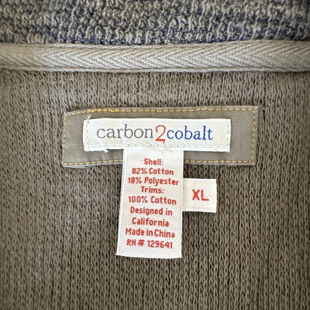 Carbon 2 Cobalt Moto 1/4 Zip Sweater Mens Extra Large Military Green Casual #481